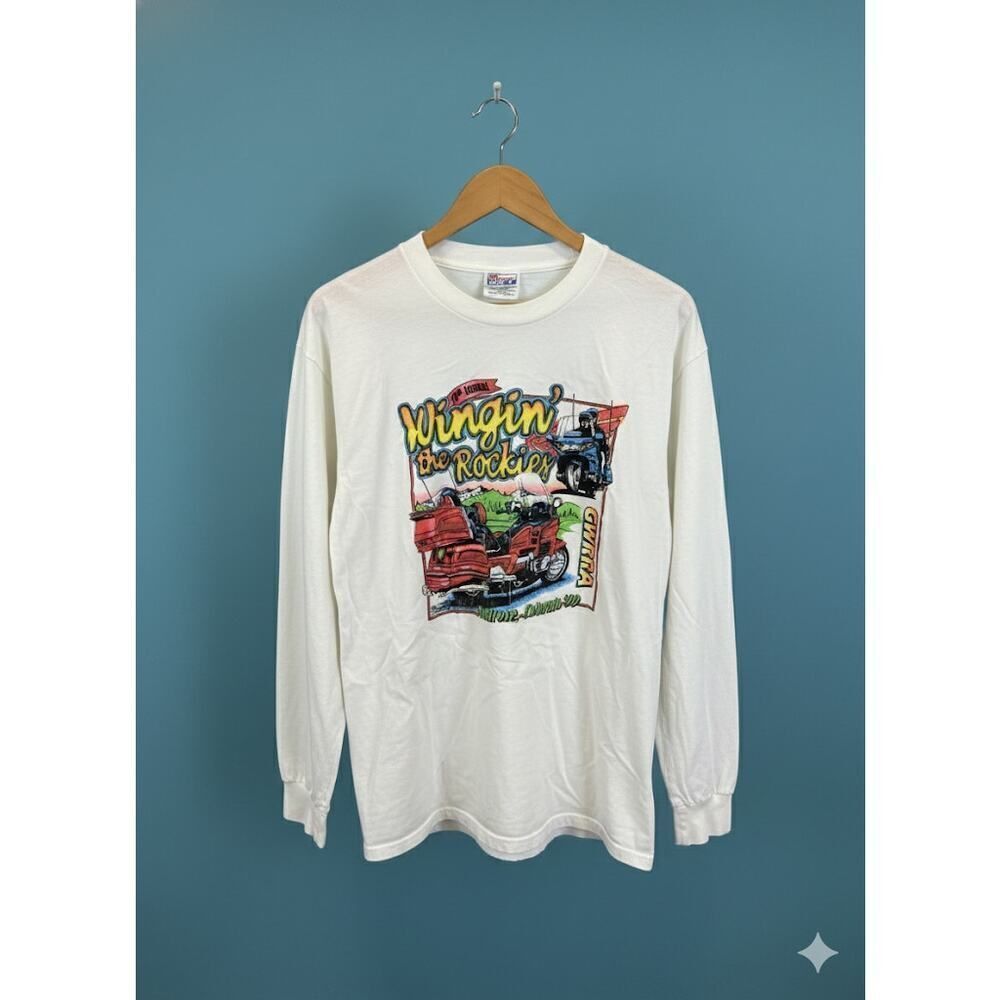 Vintage Hanes  ‘Wingin The Rockies” Motor 1999 White Graphic Tee Shirt T-Shirt L